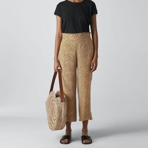 WHISTLES Leopard Print Culotte Pants Cropped Wide Leg Size 4